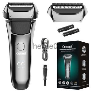 Rasoirs électriques Kemei lavable humide sec rasoir électrique pour hommes visage barbe rasoir électrique tête rechargeable chauve 3 lames système de rasage x0918 x0919