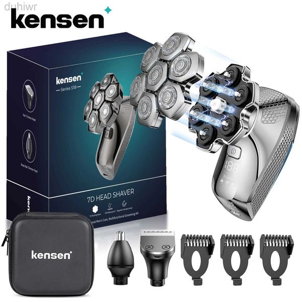 Rasoirs électriques Kensen S18 rasoir de tête pour hommes Rechargeable 7D coupe flottante magnétique 5 en 1 tondeuse à cheveux rasoirs 2442