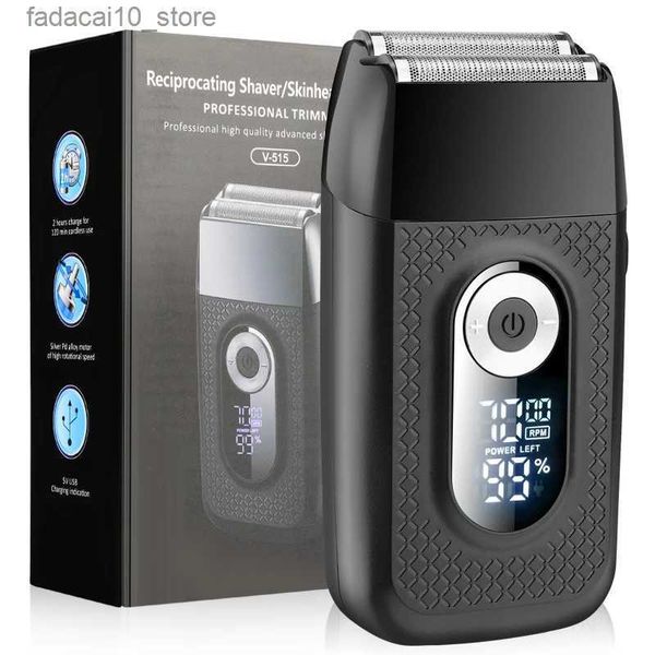 Rasoirs électriques LCD Mini rasoirs électriques à barbe pour le nettoyage du visage des hommes et le rasoir droit tondeuse à cheveux tête chauve réparation favoris rasoir de poche Q240119