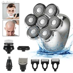 Rasoirs électriques hommes Kit de toilettage rasoir USB Rechargeable 5 en 1 7D tête rotative rasoirs sec et humide rasoir flottant 2442