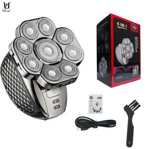 Rasoirs électriques Rasoir électrique à tête chauve pour hommes 9 lames flottantes 6 en 1 têtes barbe nez oreille tondeuse à cheveux tondeuse brosse rasoir Rechargeable 231202