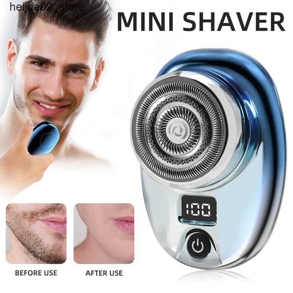 Rasoirs électriques Mini rasoir électrique pour hommes taille de poche lavable rechargeable portable tondeuse sans fil couteau visage barbe rasoir tondeuse à cheveux Q240318