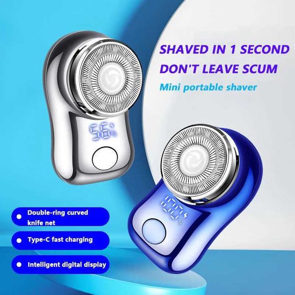 Shavers électriques mini rasoir électrique pour hommes Portable Beard Knife Type-C Charge Shavers Razor Body avec affichage d'alimentation numérique Y240503