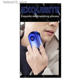 Rasoirs électriques Mini rasoir électrique avec lampe d'ambiance affichage LED pour hommes Portable voyage indolore sans fil visage barbe couteaux Q240122