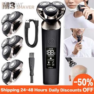 Afeitadoras eléctricas MSN Afeitadora Maquinilla de afeitar para hombres Cortadora de cabello Cortadora de barba Carga rápida Pantalla LCD Máquina de afeitar 3D Limpieza inteligente 2442
