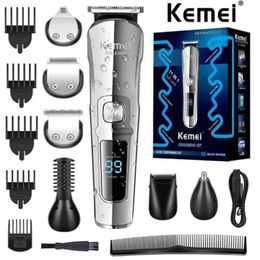 Shavers électriques Original Kemei All in One Hair Trimmer pour hommes Face Face Beard Kit de toilettage Clain Clipper Machine de coupe électrique T240507 T240507