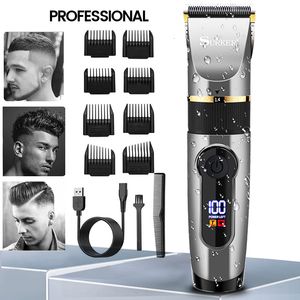 Máquinas de afeitar eléctricas Cortadora de cabello profesional Recortador recargable para hombres Barba Niños Peluquería Máquina de corte Corte de pelo Pantalla LED Impermeable 230826