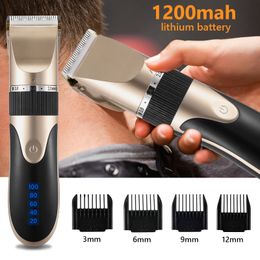 Rasoirs électriques Tondeuse à cheveux professionnelle Tondeuse rechargeable numérique USB pour hommes Coupe de cheveux Lame en céramique Coupe-rasoir Machine de barbier 230826