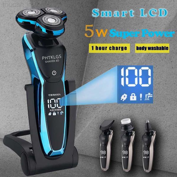 Rasoirs électriques Machine de rasage professionnelle tondeuse à barbe étanche pour homme receveur USB rechargeable humide sec double usage rasoir L230823