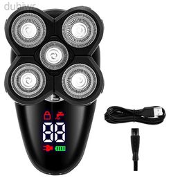 Maquinilla de afeitar eléctrica para hombres, afeitadora de cabeza calva, pantalla LED, recortadora de barba y pelo de nariz, cortadora, cepillo de limpieza Facial, 2 uds. 2442