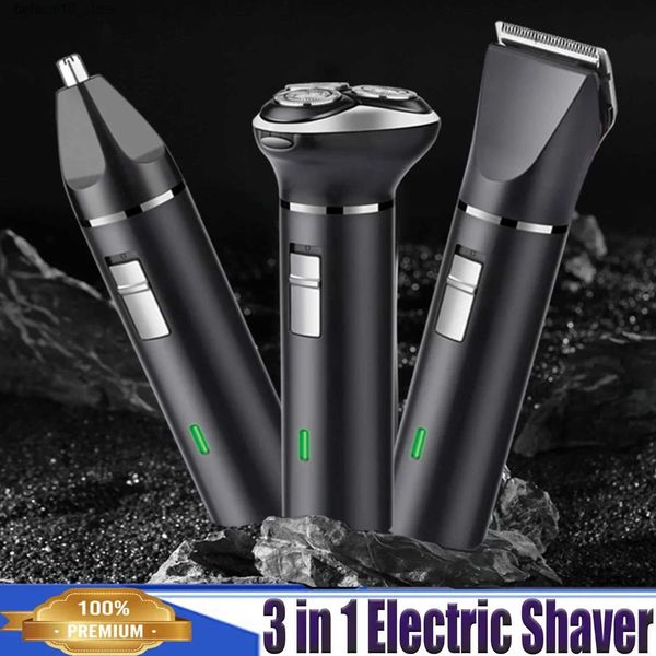 Afeitadoras eléctricas Razor3D 3 en 1 Cortadora de cabello Afeitadora eléctrica recargable USB Recortadora de cabello para barba Corte de pelo Nariz Axila Pierna para hombres Mujeres Q240119