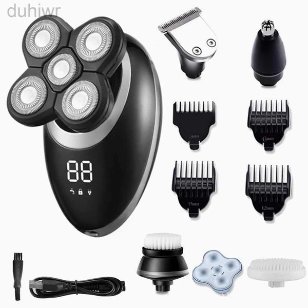 Afeitadoras eléctricas, afeitadora recargable, afeitadora rotativa para barba, máquina de afeitar para hombres, resistente al agua, 5 hojas RQ6900 2442