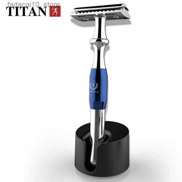 Maquinillas de afeitar eléctricas Titan en forma de T, maquinilla de afeitar de seguridad para hombres, mango de metal, máquina de afeitar con cuchilla reemplazable para afeitar Q240119