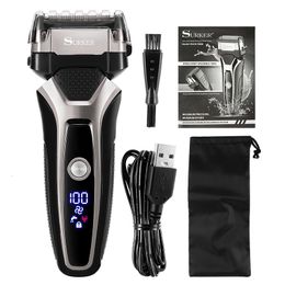 Elektrische scheerbanen USB Oplaadbare elektrische scheerapparaat Roestvrijstalen scheermachine Men 3d triple drijvende mes scheermes scheerapparaat Barber Trimmer 230529