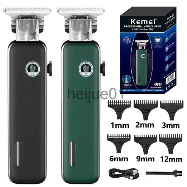 Afeitadoras eléctricas Cortadoras de cabello recargables por USB Afeitadora eléctrica Recortadora de barba Cabezal de aceite Tallado Corte de cabello para hombres Km-5098 x0918