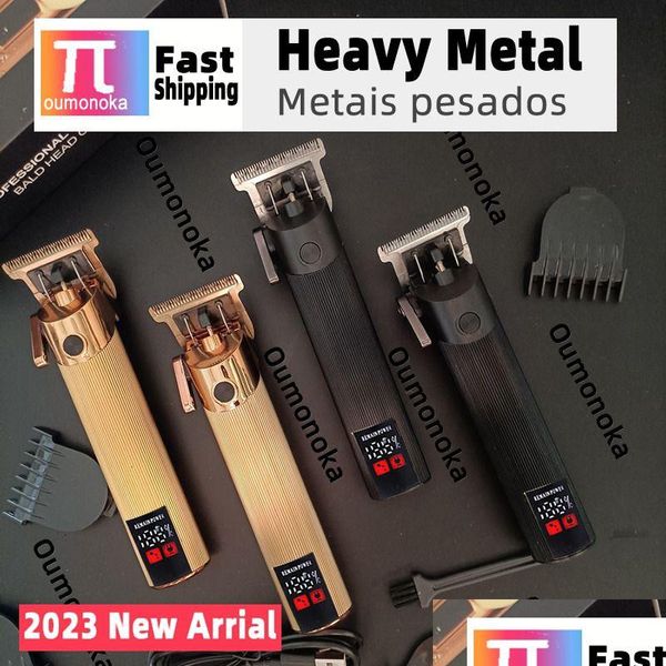 Máquinas de afeitar eléctricas USB Recargable Peluquería Peluquería LCD Clipper Hine Corte Barba para hombres Corte Herramienta de peinado 221207 Entrega de gota Hea Dhbyn