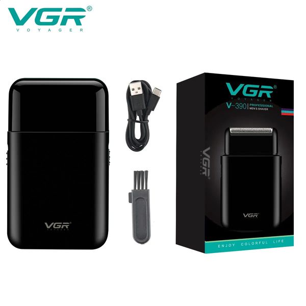 Rasoirs électriques VGR rasoir électrique rasoir professionnel Portable Mini Machine à raser USB Charge tondeuse à barbe pour hommes V 390 231109