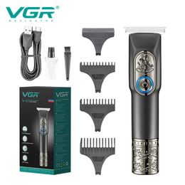 Elektrische Scheerapparaten VGR tondeuse V963 USB oplaadbare tondeuse kapper olie hoofd whitening graveren carving 230825