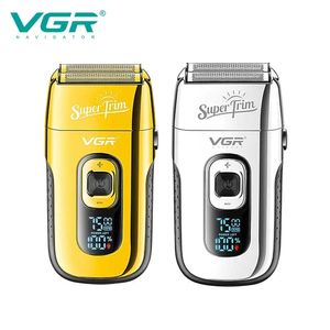 Rasoirs électriques VGR rasoir tondeuse à barbe en métal double lame Machine de rasage professionnel Rechargeable USB feuille rasoir électrique rasoir pour hommes V-332 231128