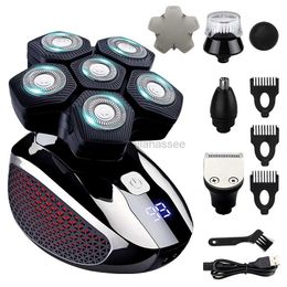 Rasoirs électriques WAHFOX rasoir de tête 5 en 1 rasoir électrique pour hommes chauves tondeuse avec nez cheveux favoris tondeuse étanche humide sec Kit de toilettage 240329