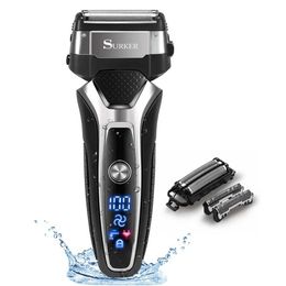 Shavers électriques Rasoir électrique rechargeable à sec humide pour hommes Barbe pour le visage Bouchée de rasage 3-lames à 3 lames Machine Wasable Y240503