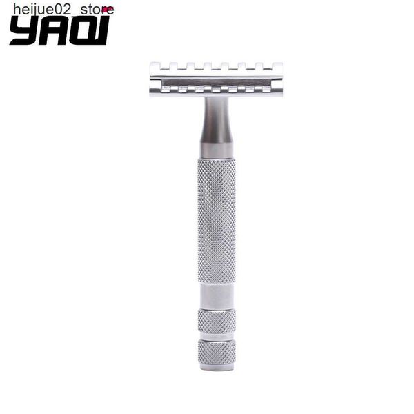 Afeitadoras eléctricas YAQI KNIGHT-HELMET Razor Head Mango de acero inoxidable Maquinilla de afeitar de seguridad Q240318