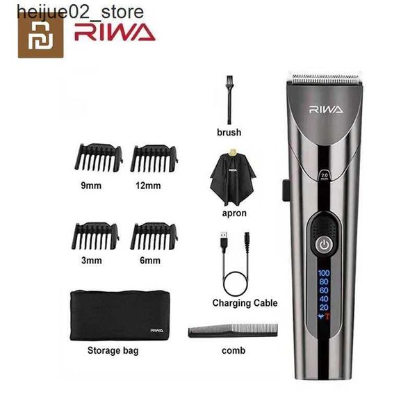 Afeitadoras eléctricas Youpin RIWA cortadora de cabello eléctrica lavable de velocidad variable recortadora de peluquería profesional con cabezal de corte de acero al carbono Q240318