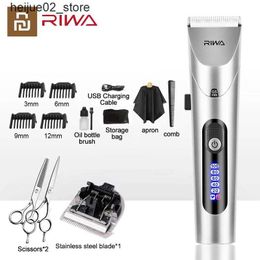 Rasoirs électriques Youpin RIWA tondeuse à cheveux tondeuse électrique professionnelle pour hommes avec écran LED lavable et rechargeable tête en acier solide pour hommes Q240318
