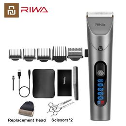 Rasoirs électriques Youpin RIWA Tondeuse À Cheveux RE-6305 Tête De Coupe En Céramique Avec Écran LED Tondeuse Lavable Professionnelle Pour Hommes À Faible Bruit 221203