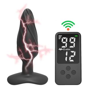 Choc électrique Plug Anal G-Spot Masseur Vaginal Télécommande Sans Fil Sex Shop 12 Modes Masturbateur Sex Toys pour Hommes Femmes 240106