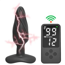 Choc électrique Plug Anal GSpot Masseur Vaginal Télécommande Sans Fil Sex Shop 12 Modes Masturbateur Jouets pour Hommes Femmes 240117