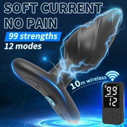 Choc électrique Anal Plug Sex Toys Pour Femmes Masturbateur Électro Stimulation Silicone Butt Plug Prostate Masseur BDSM Sex Toy L230518