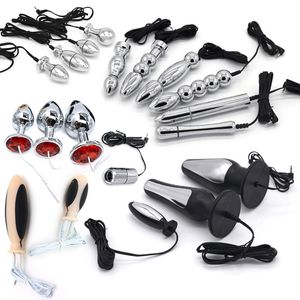 Vibrador Anal de pulso de descarga eléctrica, Bola de Vagina, masaje de próstata, consolador a tope, electroestimulación BDSM, juguete sexy para adultos