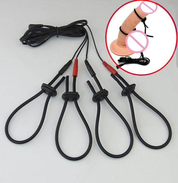 Choc électrique boucles en silicone anneau pénien Estim électrostimulation extension de pénis hommes agrandisseur masturbateur BDSM jouets sexy beauté It2435500