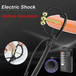 Elektrische Schok Urethrale Stimulator Penis Plug met Verstelbare Ring Mannelijke Masturbator Urethra Inserts Stimulatie Speeltjes voor Mannen