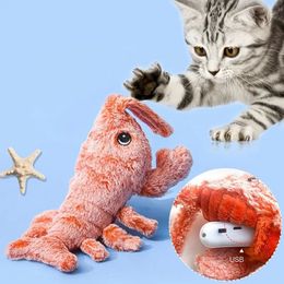 Simulation électrique homard sauter de chat jouet crevette mobile jouet usb charge fun peluche jouet chien chat enfants remplissant le jouet animal 240514