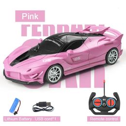 Simulation électrique télécommande voiture de course jouet 1/18 haute vitesse sport dérive électrique LED modèle de véhicule léger voiture RC pour enfants 240201
