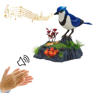 Simulation électrique commande vocale perroquet jouet musical pie parlant électronique animal de compagnie modèle d'oiseau maison chambre ornement accessoires 240318