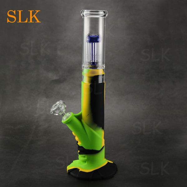 Pipes à fumer électriques narguilé silicone bong 14 pouces de haut percolateur verre dab plate-forme pliable eau bongs recycleur 420
