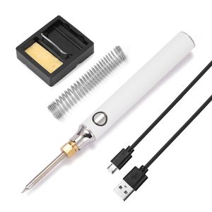 Kit de soldador eléctrico, soldador de temperatura ajustable, herramientas de soldadura de carga USB con cable de soporte de soldadura