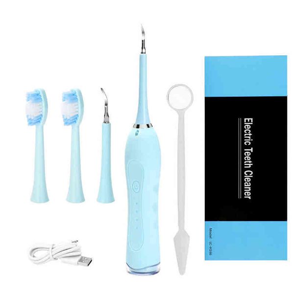 Eléctrico Sonic Dental Cálculo Removedor Blanqueador Escalador Con Cabezal De Cepillo Limpiador De Dientes Herramienta De Sarro Recargable Kit De Blanqueamiento De Dientes 220627