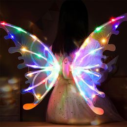 Ailes d'elfe de fée papillon scintillantes électriques avec lumières LED, musique pour enfants et animaux de compagnie