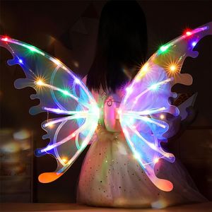 Elektrische sprankelende vlinderfee-elfvleugels met LED-verlichting Muziek voor kinderen Huisdieren