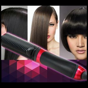 Électricité raide cheveux peigne coiffure listing-listing durable LCD chauffé en céramique listing litreux brosse Us Plux 220623