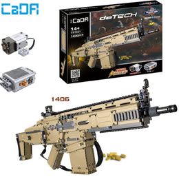 Electric SWAT Military Series peut tirer des balles en briques Guns Education Fn Scar 17s Modèles Gatined Blocy Blocs Boys Toy Cadeaux C11265N