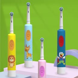 Brosse à dents électrique batterie électrique pour enfants dessin animé petite tête rotative 414 ans 240309