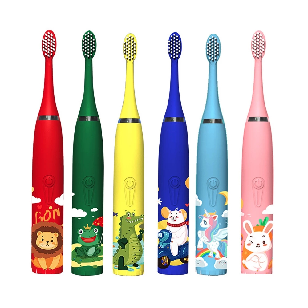 Elektrische tandenborstel voor kinderen kinderen slimme tandenborstel zachte siliconen cartoon 6 hoofden baby kind tandenborstel tanden schoonmaken