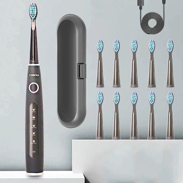 ¡Cepillo de dientes eléctrico sónico recargable de alta calidad con Chip inteligente cabezal de cepillo de dientes reemplazable blanqueamiento regalo saludable!240220