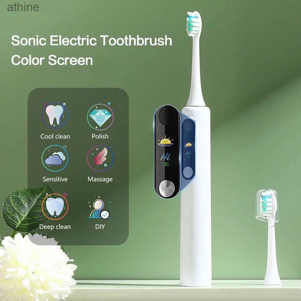 Brosses à dents électriques Têtes de rechange nouveau Mijia LCD brosse à dents à ultrasons Smart Sonic ensemble Rechargeable automatique soins bucco-dentaires YQ240124