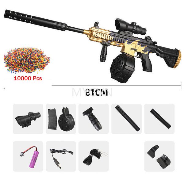 Pistolas de juguete eléctricas M416 Lanzador de bolas de gel pistola de juguete con cuentas de agua Rifle de paintball Manual completo 2 modos Rifles de bolas de salpicaduras
